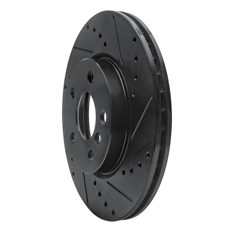 Mini Cooper Clubman Brake Rotor (1) - Front Right - R1 Concepts - Drilled & Slotted - Black - `14-`21